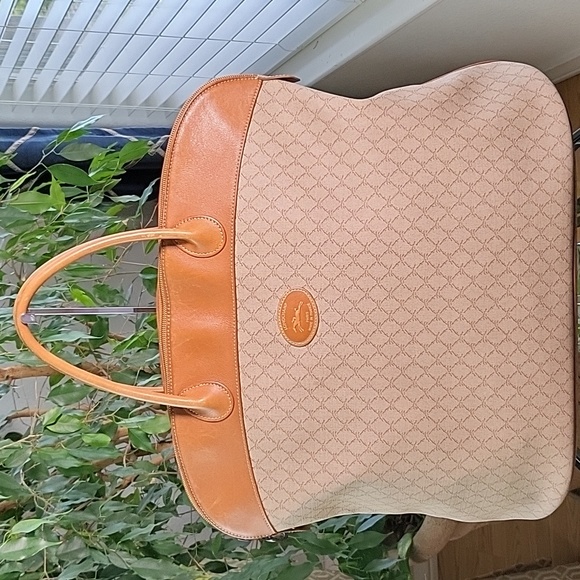 Longchamp Handbags - Long Champ Vintage Leather Trim Tote With COA